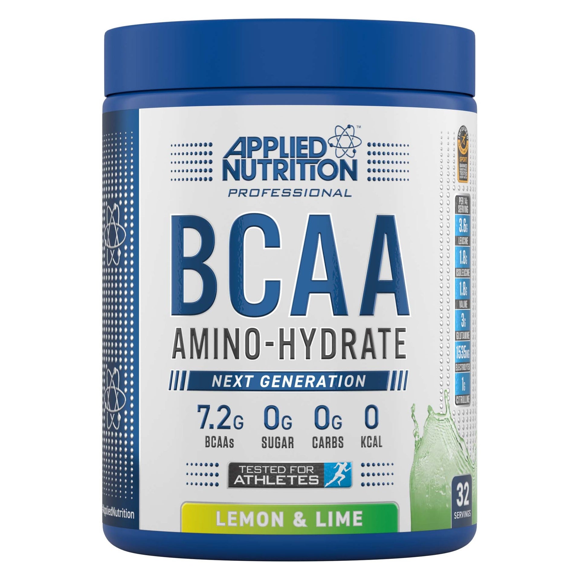 Applied Nutrition BCAA Amino-Hydrate 450g tub front view – Lemon & Lime flavour