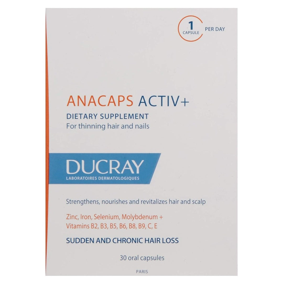 Ducray Anacaps Activ+ Capsules – hair growth & scalp support supplement