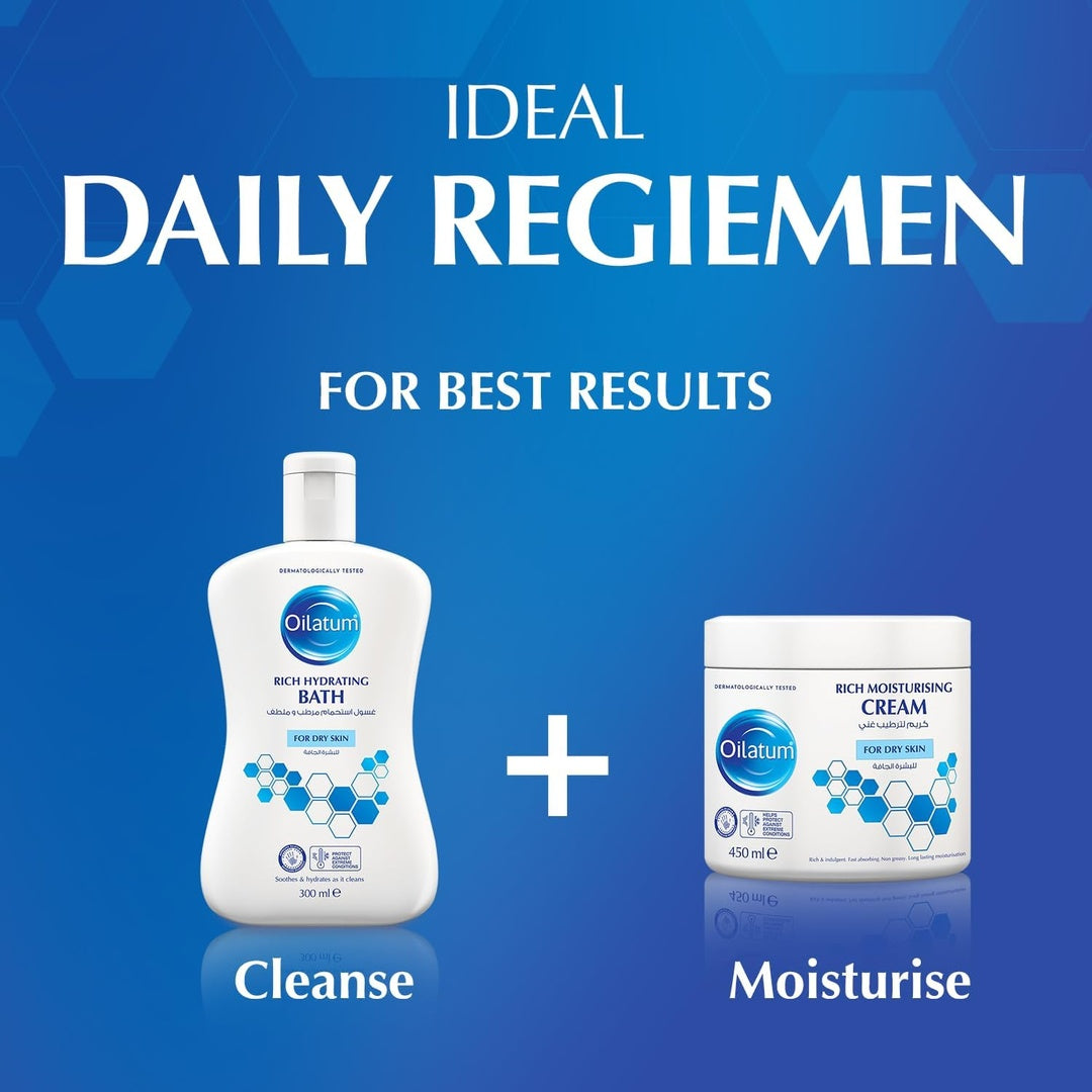 Oilatum emollient bath bottle with product details