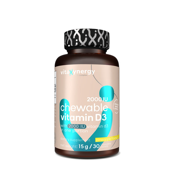 Vitaxynergy Chewable Vitamin D3 2000 IU – Pineapple Flavor – 30 Tablets